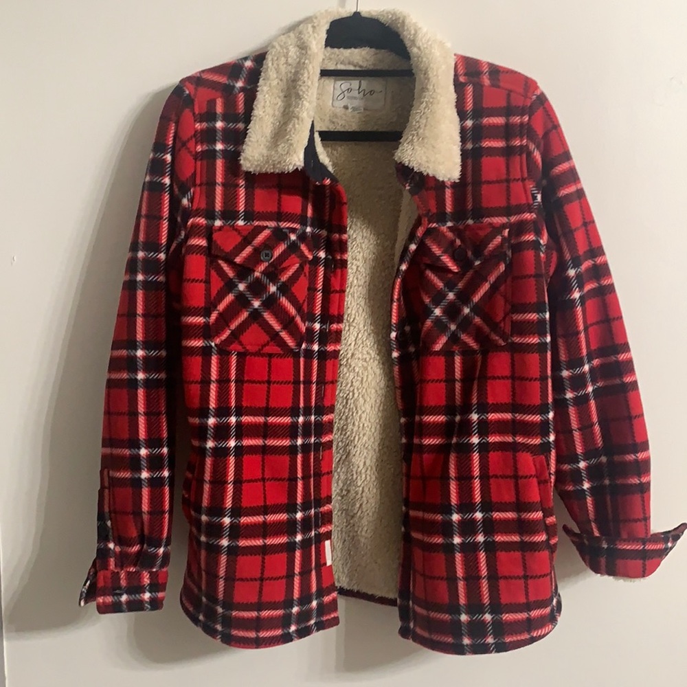 Red plaid shacket